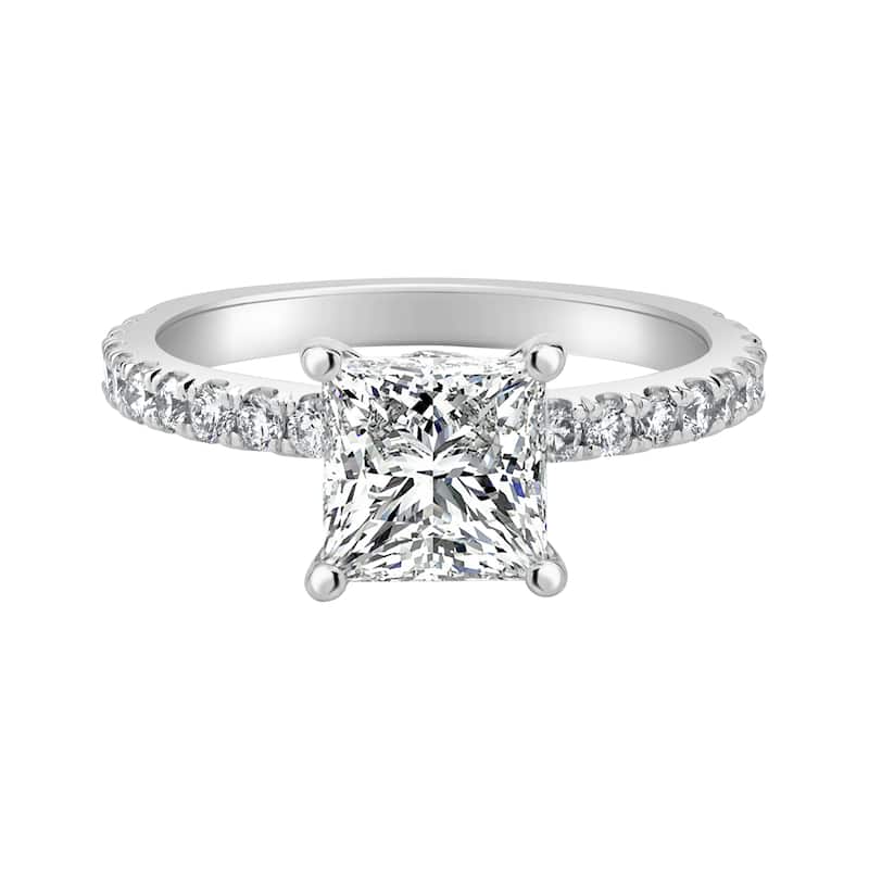 Auriya 14k-White Gold Lab Grown Ribbon-Halo Princess Diamond Engagement Ring 3.00ct. tw. (G-H VS) - 6