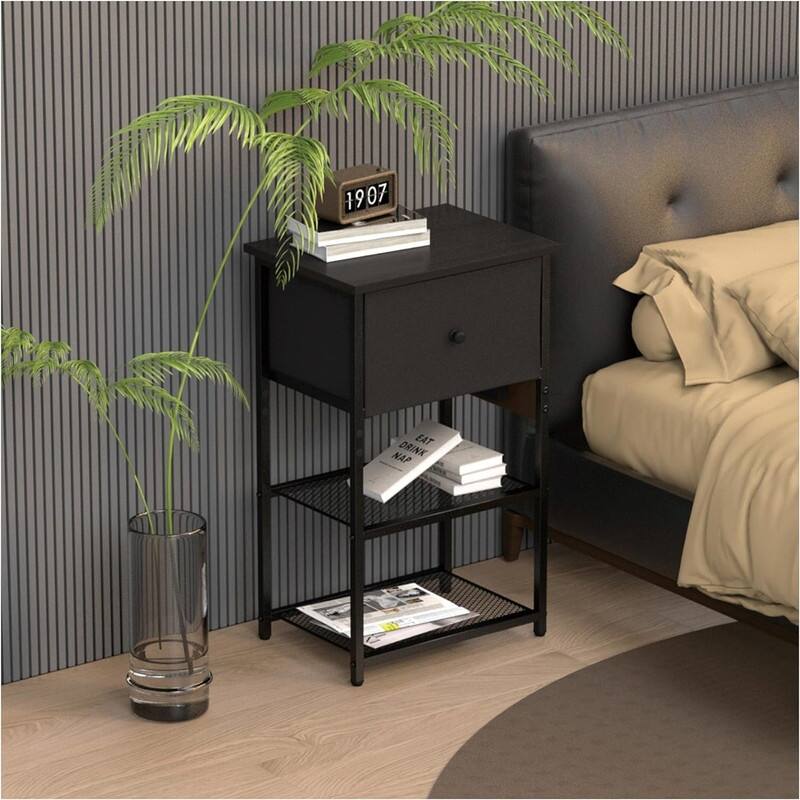 Nightstand with Charging Station - 11.81"D x 15.74"W x 25.19"H
