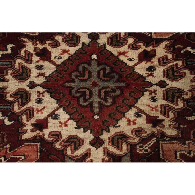 Hand Knotted Oriental 100% Wool Carpet Traditional Medallion Red Heriz Area Rug - 10' 5'' X 7' 4''
