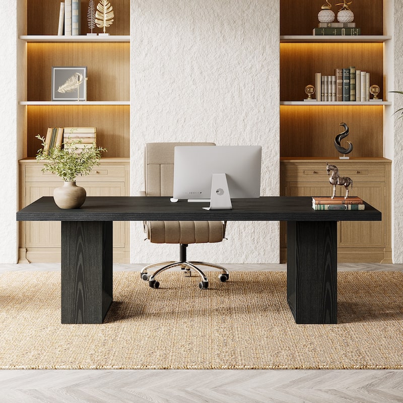 62.99" Home Office Desk, Large Farmhouse Executive Desk, Computer Table for Office