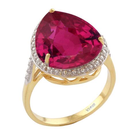 Yellow Gold Over Sterling Silver with Ruby Solitaire Ring