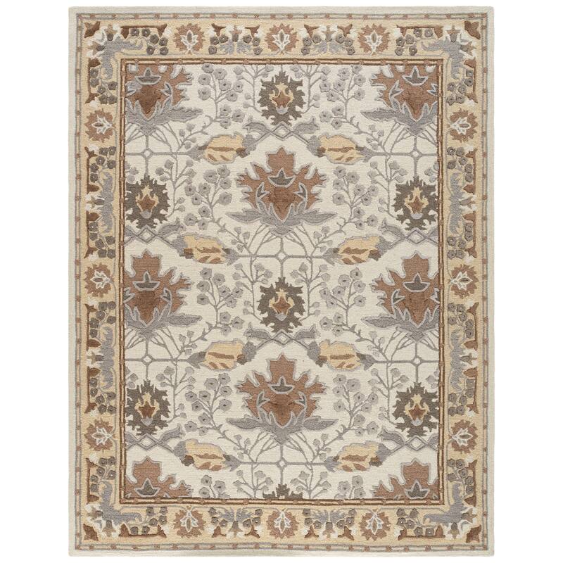SAFAVIEH Handmade Earthly Treasure Boyana Traditional Wool Rug - 9' x 12' - Ivory/Grey