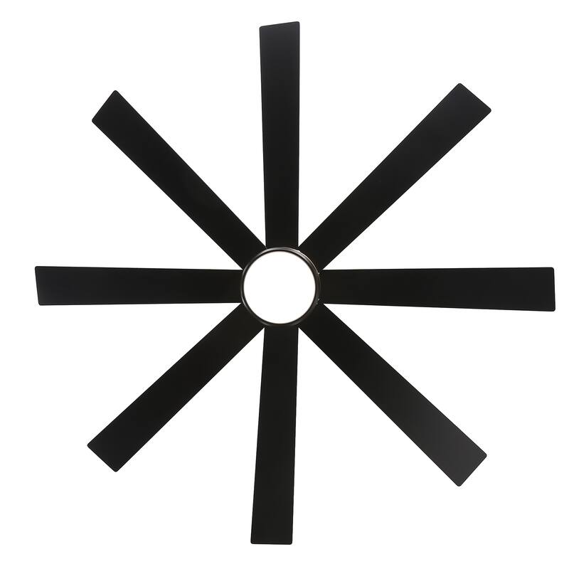 65-inch Black Ceiling Fan with LED Light Remote and Downrod(8-Blade)