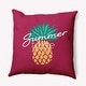 preview thumbnail 15 of 19, Summer Time Pineapple Polyester Indoor/Outdoor Pillow Lipstick Pink - 16" x 16"
