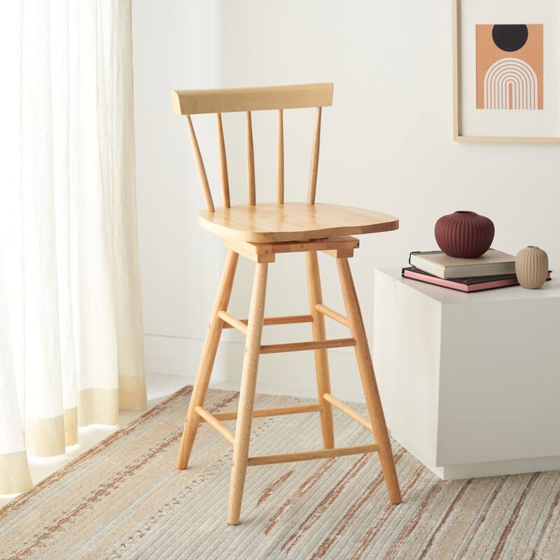 SAFAVIEH Haralda Swivel 25-inch Counter Stool - 17 In. W x 17 In. D x 38 In. H - 17Wx17Dx38H - Natural
