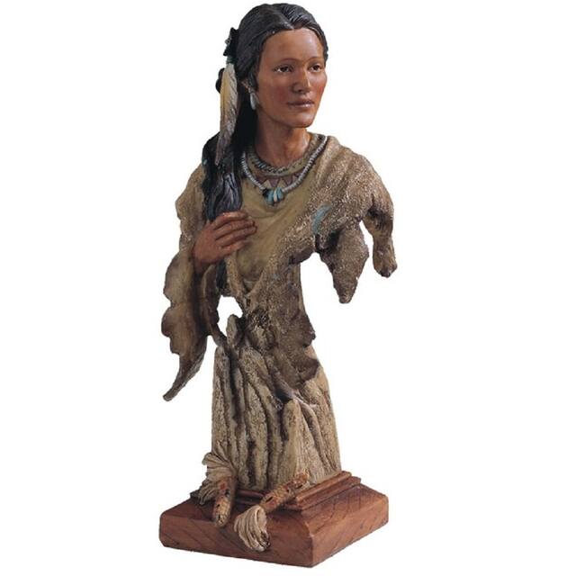 Q-Max 12"H Indian Woman Bust Statue Native American Decoration Figurine