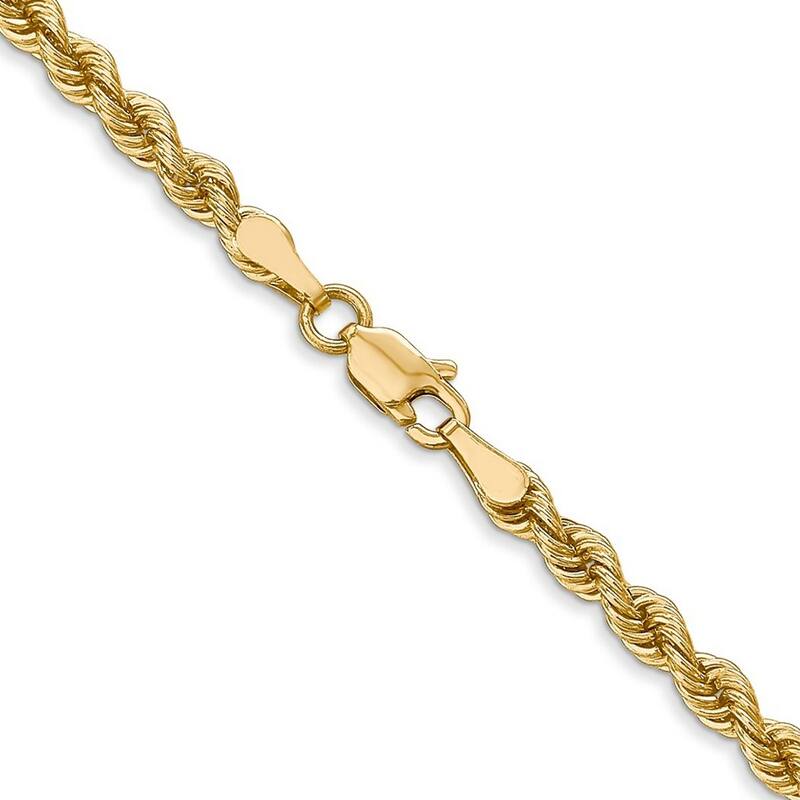 Curata 14k Yellow Gold Lobster Claw Closure Valu plus 3.0mm Solid Chain Bracelet