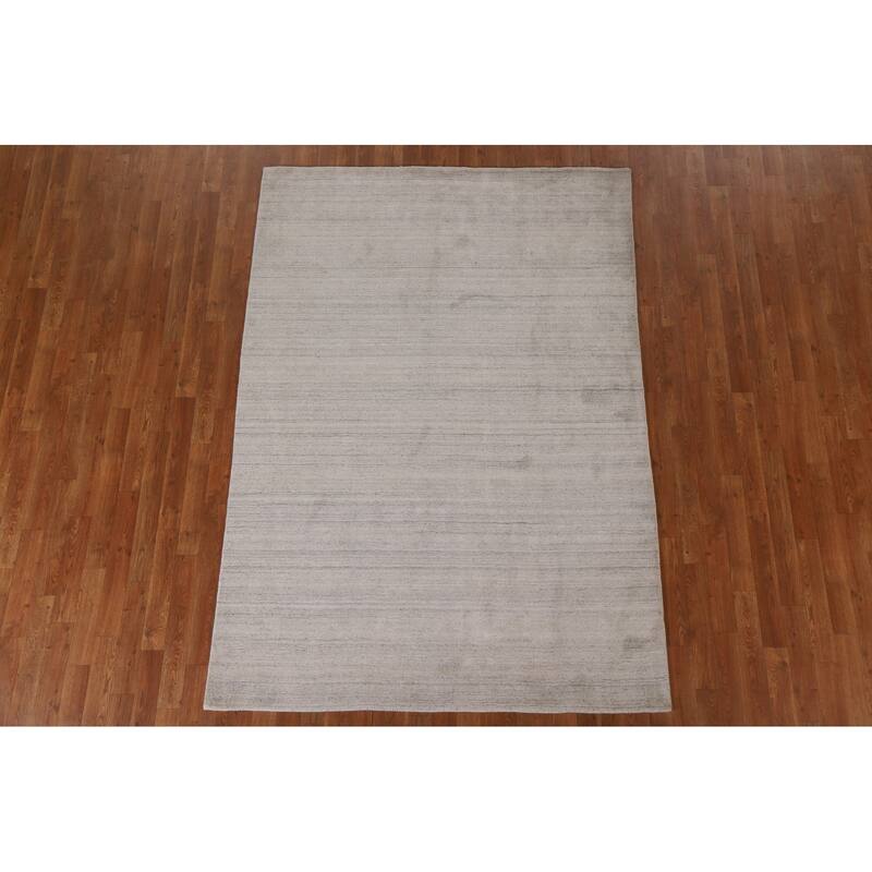 Hand Knotted Oriental 100% Wool Carpet Tribal Contemporary Beige & Ivories Gabbeh Area Rug - 5' 8'' X 5' 4''