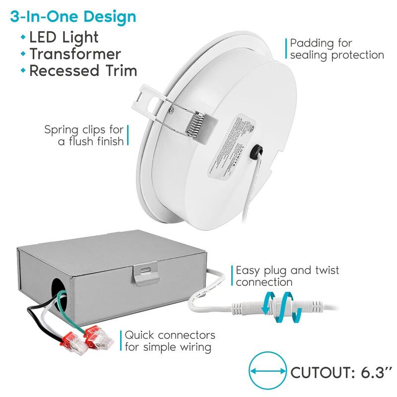 Luxrite 6 Inch Gimbal LED Recessed Lighting, 5 CCT 2700K-5000K, 1400 Lumens, Dimmable, 15W, Wet Rated, ETL Listed 6-Pack