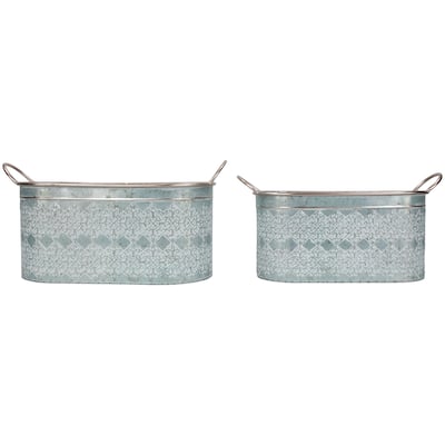 Metal Storage Bins with Handles - 19.25" - Set of 2