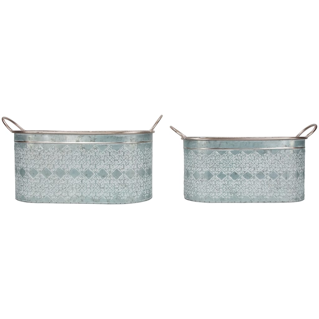Metal Storage Bins with Handles - 19.25" - Set of 2