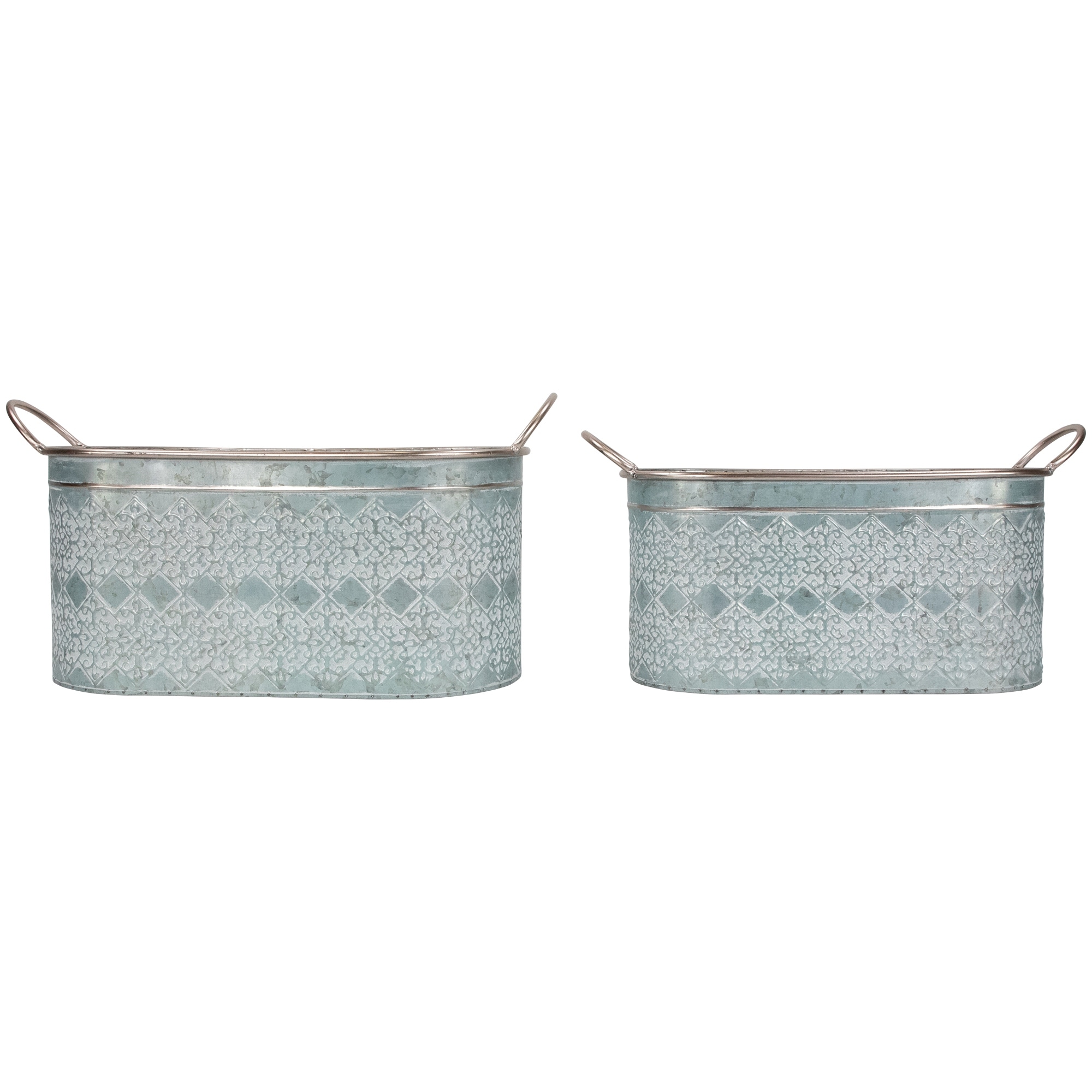 Metal Storage Bins with Handles - 19.25" - Set of 2