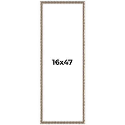 16x47 Frame Silver Versailles Ornate Solid Wood Picture Frame | 1 Inch