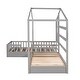 preview thumbnail 24 of 25, Wood House Bed Twin Size with Fence, Slatted Frame, Practical Design