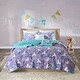 preview thumbnail 1 of 16, Intelligent Design Kids Ella Unicorn Reversible Cotton Quilt Set with Throw Pillows Purple - Full - Queen