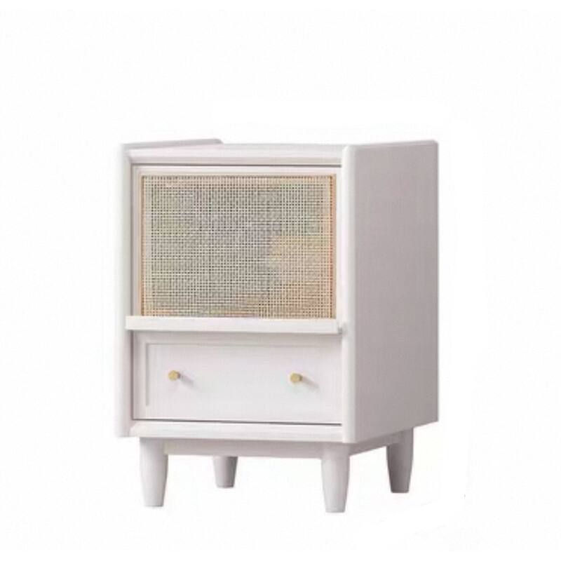 Japanese Nightstand with Rattan Drawer