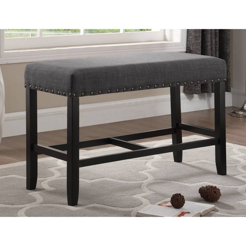 Characteristic Entryway Footrest Bench Indoor Bench with Nailhead Trim, Leisure Stool Dining Bench with Wooden Legs - Grey