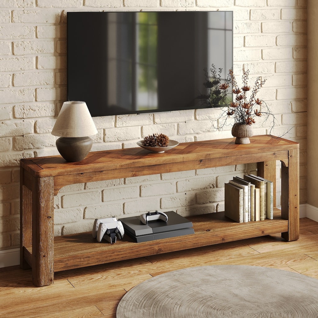 Solid Wood 63" TV Stands, Low Media Console Entertainment Center