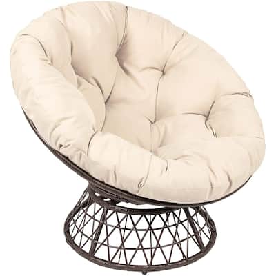 Milliard Papasan Chair with 360-degree Swivel (Brown and Beige)