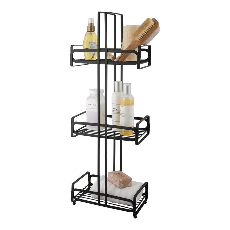 Elle Décor Noir 3 Tier Spa Tower in Black - 10.12" x 5.83" x 28.19"