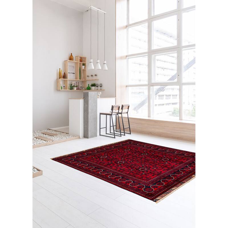 ECARPETGALLERY Hand-knotted Finest Khal Mohammadi Red Wool Rug - 4'10 x 6'8