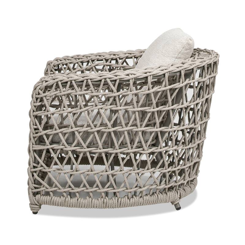 Everly 37.5" Woven Frame Barrel Deep Seating Patio Arm Chair
