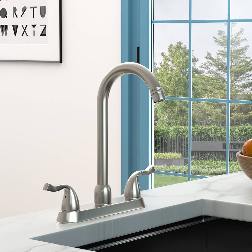 8.7 Inch Centerset Kitchen Sink Faucet Modern 2 Hole Kitchen Faucet with Double Handle Vanity Tap with 360 Degree Swivel Spout