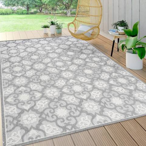 JONATHAN Y Crisantemo Tile Trellis High-Low Indoor/Outdoor Area Rug