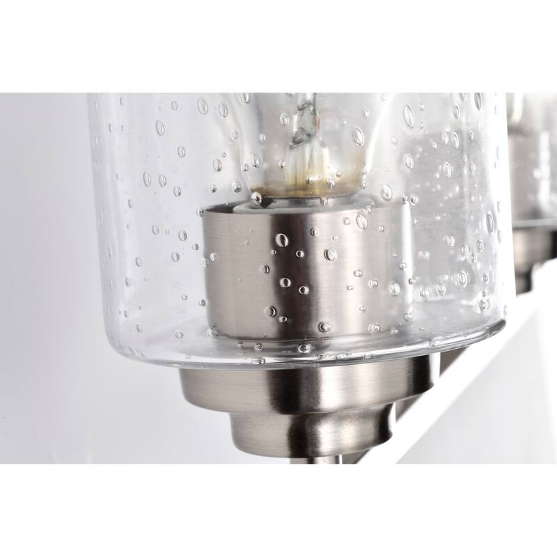 Brushed Nickel 3-Light Vanity Lights with Seedy Glass Shades