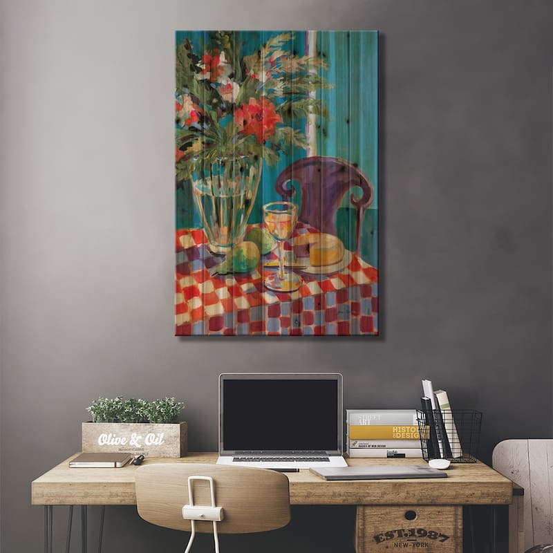 Table For One Print On Wood by Jane Slivka - Multi-Color