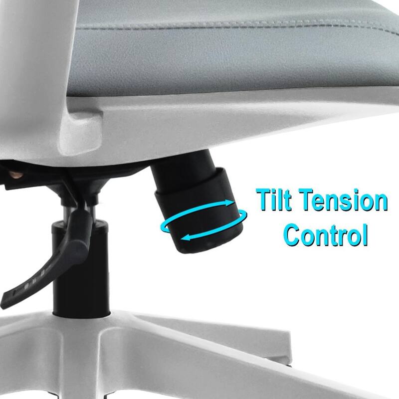 Ergonomic Office Desk Chair | High Back Mesh with Upholstered PU Leather Cushion Seat | Reclining Tilt Adjustable Lumbar Support