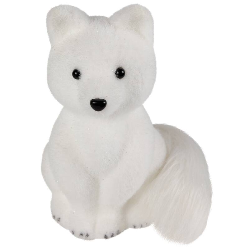 Sitting Artic Fox Pup Christmas Figurine - 7.5"