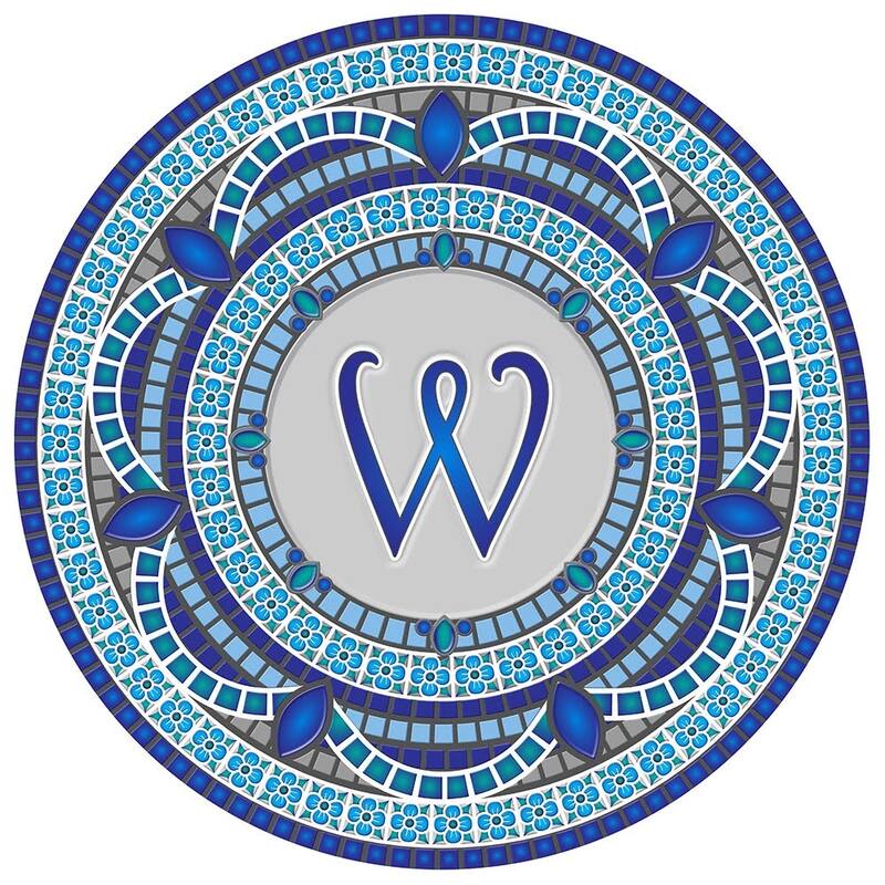 Custom Monogram Decorative Poolmat #1 - Mosaic Pool Art - 29" in Diameter - Letter "W"