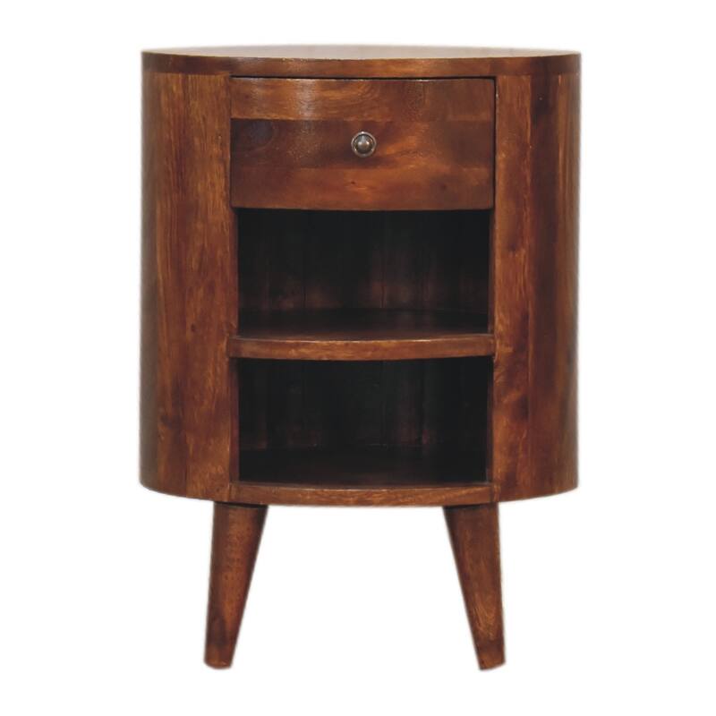 Mid Century Modern Style Drawer Nightstand With Open Shelf,Wooden