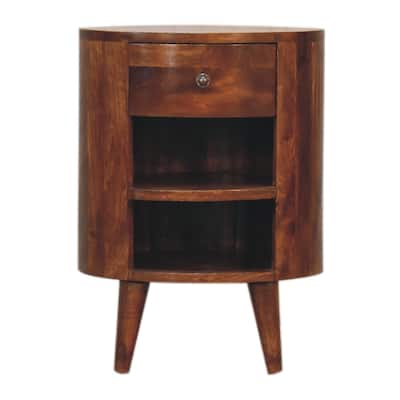 Mid Century Modern Style Drawer Nightstand With Open Shelf,Wooden