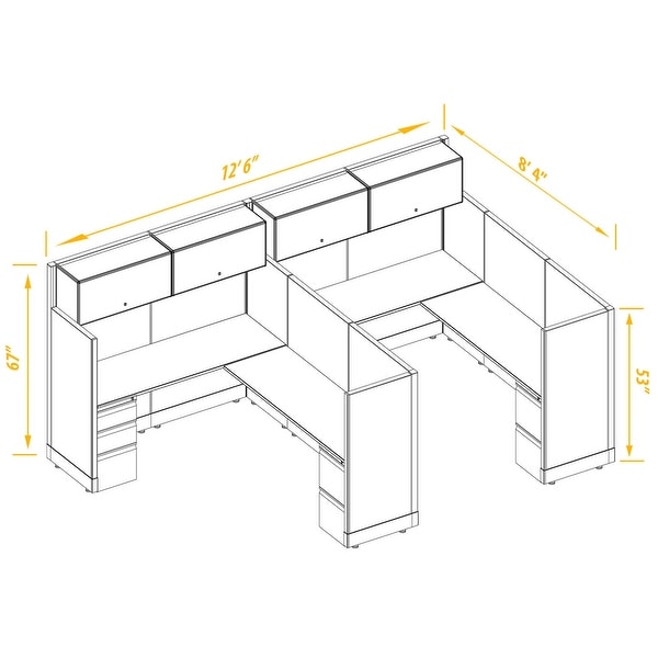 Modern Office Furniture 53-67H 2pack Inline Unpowered