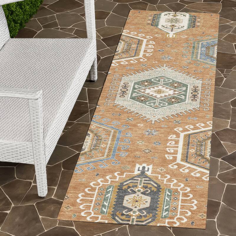 Machine Washable Indoor/ Outdoor Global Akron Chantille Rug - Copper - 2'3" x 7'6"