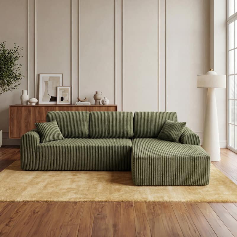 109" Cloud Modular Sectional Sofa Couch with L-Shape Chaise, Upholstered Couches for Living Room Bedroom,Deep Seat Corner Couch - Green