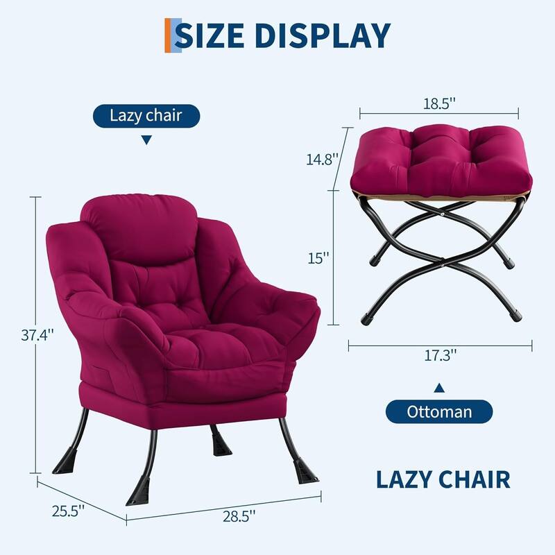 Lazy Chair and Ottoman, with Side Pocket and Arm