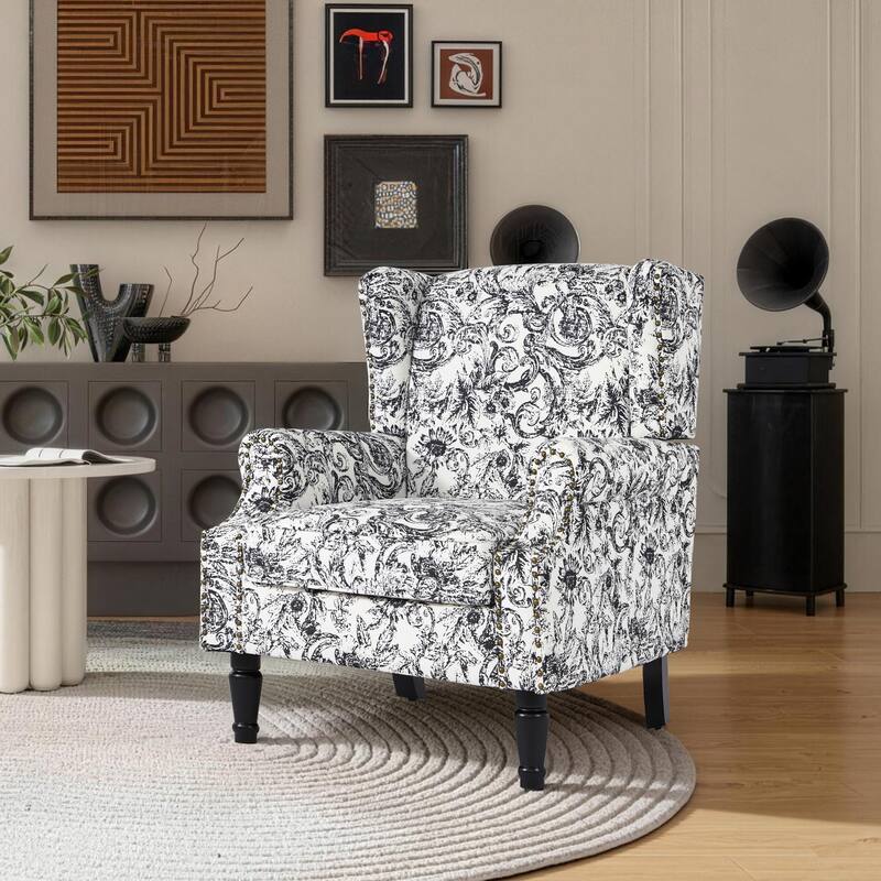 Wingback Accent Chair Nailhead Trim Living Room Reading Chair