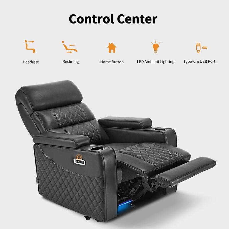 MCombo Power Recliner Chair, Electric Reclining Sofa with Adjustable Headrest and USB & Type Port, Faux Leather HTS432