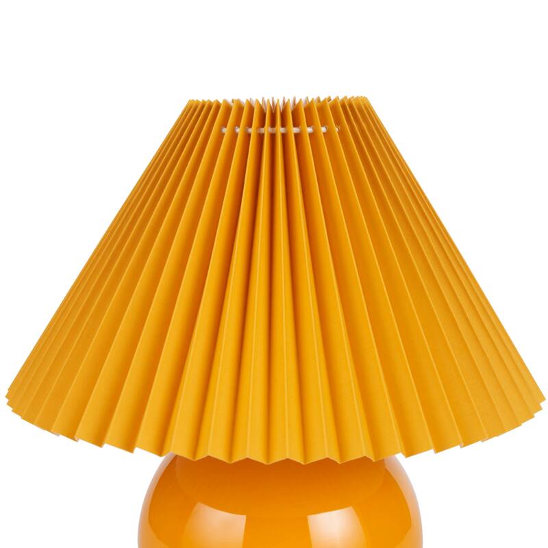 Nourison 13" Round Ceramic Table Lamp with Pleated Shade