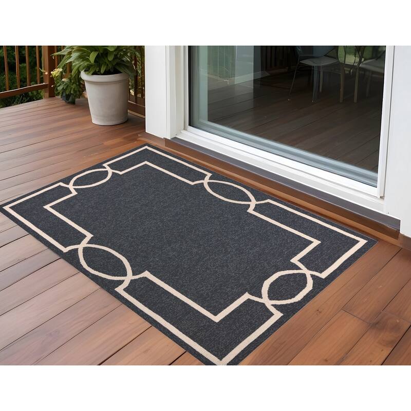 Allof Elegant Plain Weather Resistant Heritage-Inspired Hand-Woven Outdoor Rug