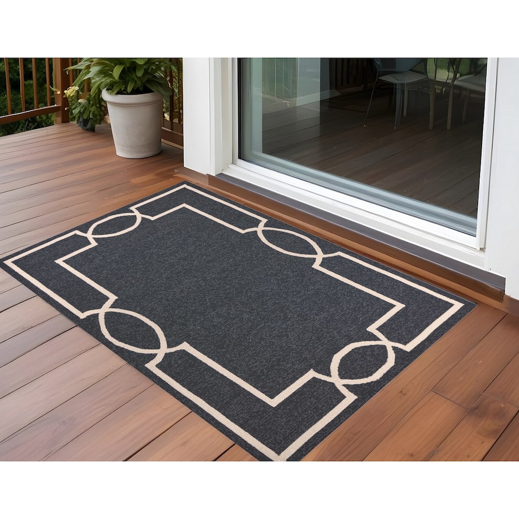 Allof Elegant Plain Weather Resistant Heritage-Inspired Hand-Woven Outdoor Rug