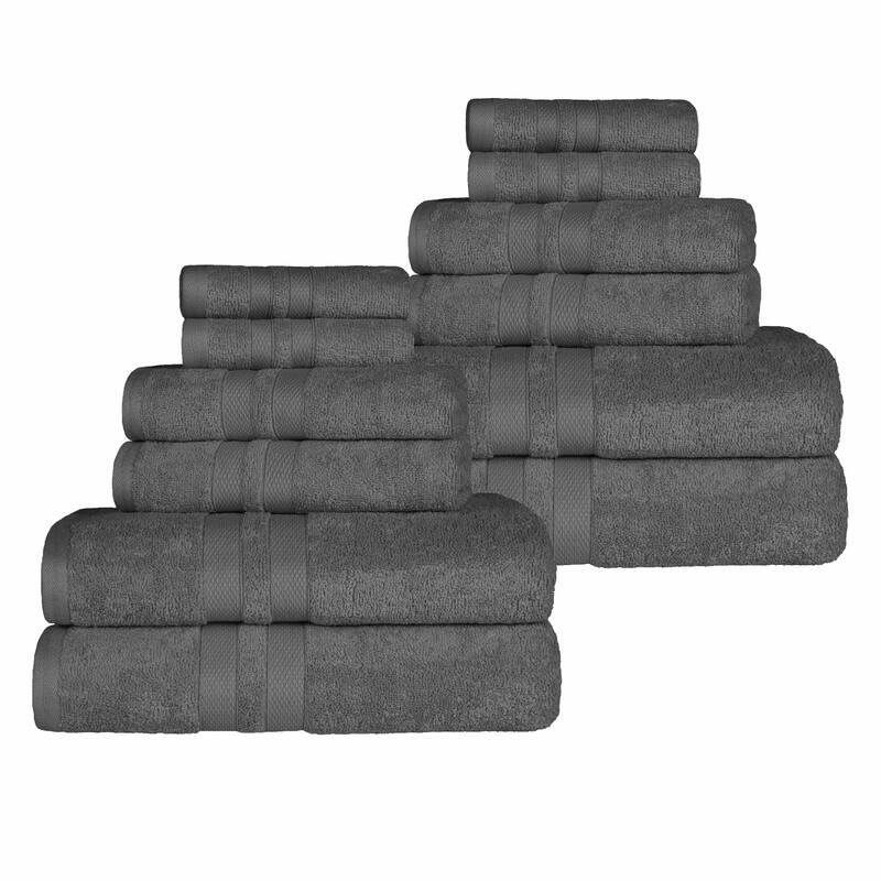 Superior Ultra-Soft Cotton Solid Quick-Drying 12 Piece Towel Set