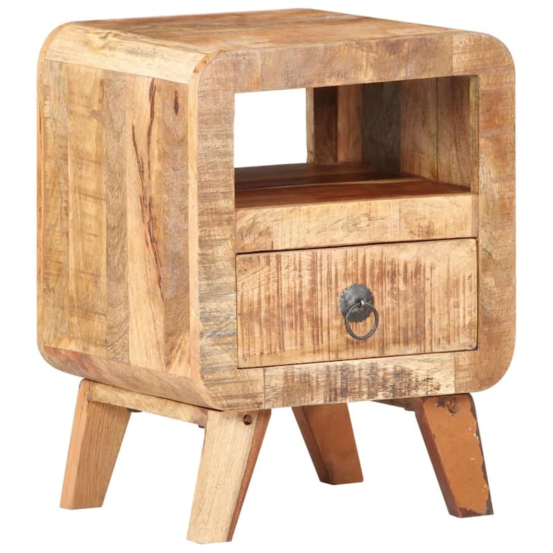 vidaXL Cabinet Nightstand Side End Table with Solid Wood Legs for Bedroom - 11.8" x 11.8" x 16.1" - Brown