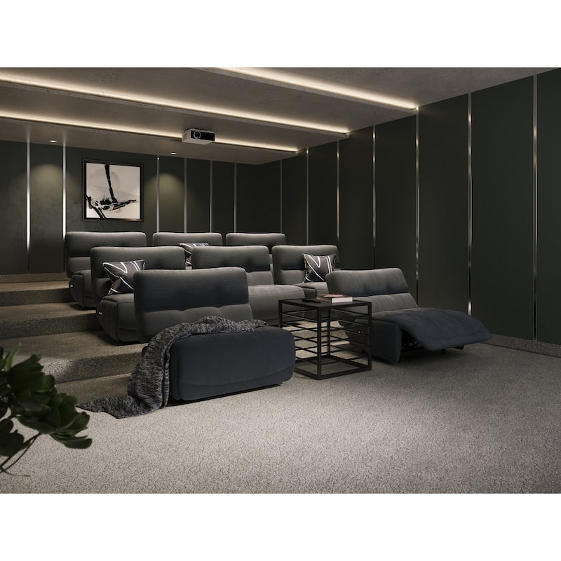 Divani Casa Basil Modern Dark Grey Fabric Large Sofa With 3 Electric Recliners