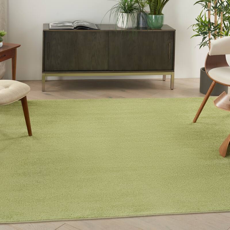 Nourison Essentials Solid Contemporary Indoor/Outdoor Area Rug - 7' Square - Green