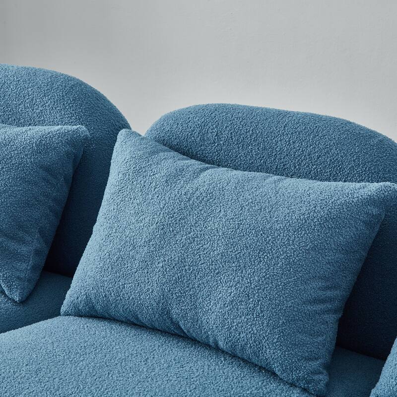 Living Room Furniture Three Seat Lazy Sofa Teddy Fabric White,High quality and durable
