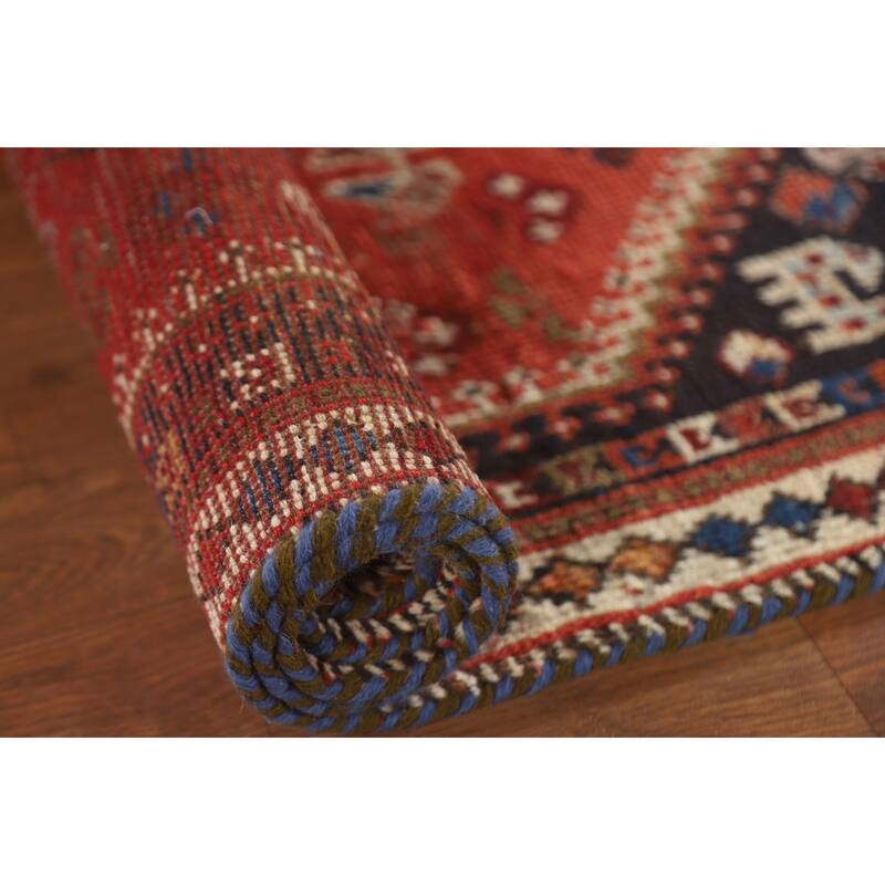 Qashqai Persian Vintage Area Rug Hand-Knotted Tribal Wool Carpet - 3'7"x 5'4"